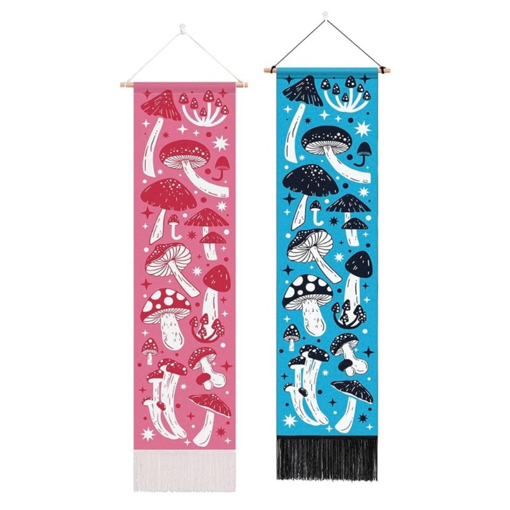 ARTCREATOR Two Mushroom Wall Tapestries in Pink and Blue